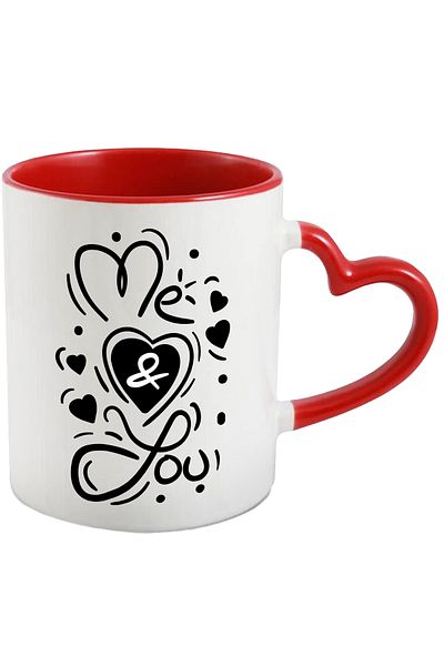 StoryGift Romania Cana Cu Mesaj In Engleza Me & You, Inima, Dragoste, Relatie, Cuplu, Alb Negru 33, Cu Maner Inim