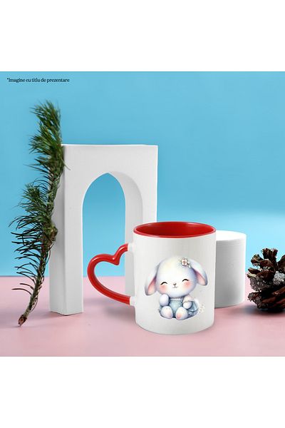 StoryGift Romania Mug with a blushing bunny | illustration | smile | flower | joy | , With ,STG