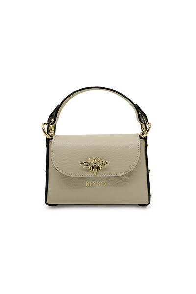 BESSO Semplice Gioia Cream Genuine Leather Handbag