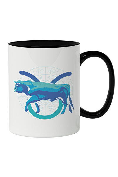 StoryGift Romania Cana Cu Semn Zodiac Taur, Animal Albastru Semn Simbolic Tau...