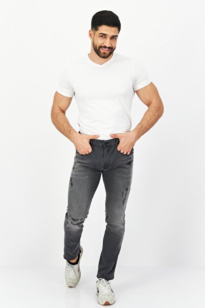 Replay Men Slim Fit Rip Stretchable Jeans, Black