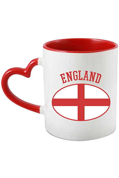 StoryGift Romania Cana Cu Mesaj In Engleza England, Anglia, Steag, Oval, Multicolor 330 ml, Cerami, Cu Maner Inim