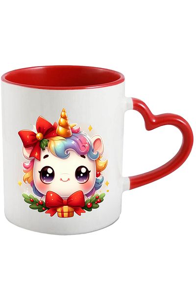 StoryGift Romania Cana cu un unicorn fericit | ilustratie | cadou | vasc | veselie | 330ml | Ceram, Cu Maner Inim