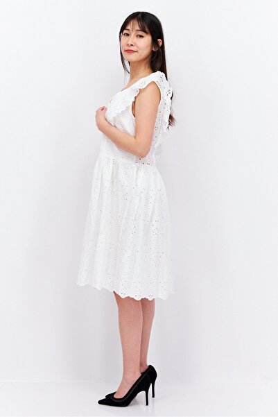 Esprit Women Eyelet Midi Dress, White