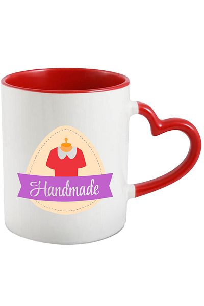 StoryGift Romania Cana Cu Mesaj In Engleza Handmade, Lucrat Manual, Haine, Manechin, Multicolor 33, Cu Maner Inim