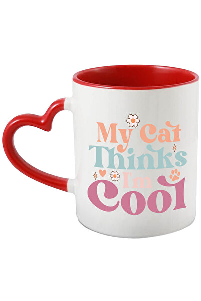 StoryGift Romania Cana cu floricele si mesajul "My cat thinks I'm cool" - pis...