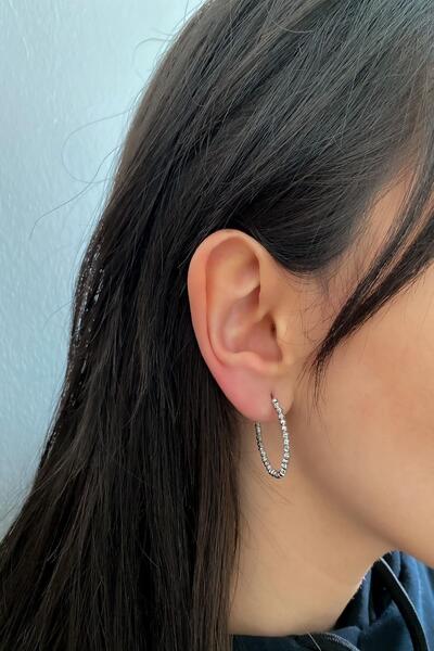 DEMOKAN Kadın Küpe Dorika Işıltısı Halka Küpe 3cm