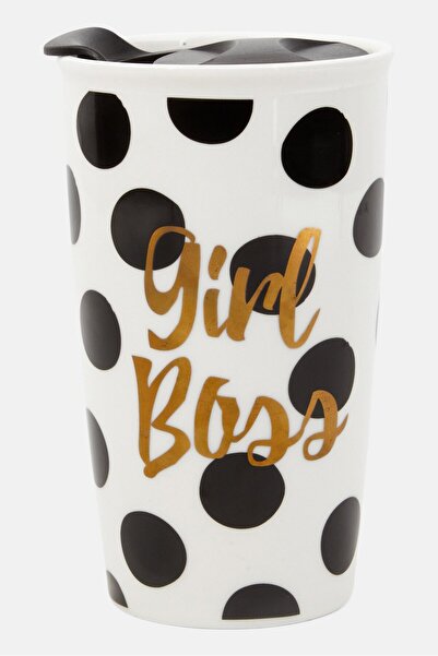 Creative Tops Girl Boss Double Walled Travel Mug 380 ml, White