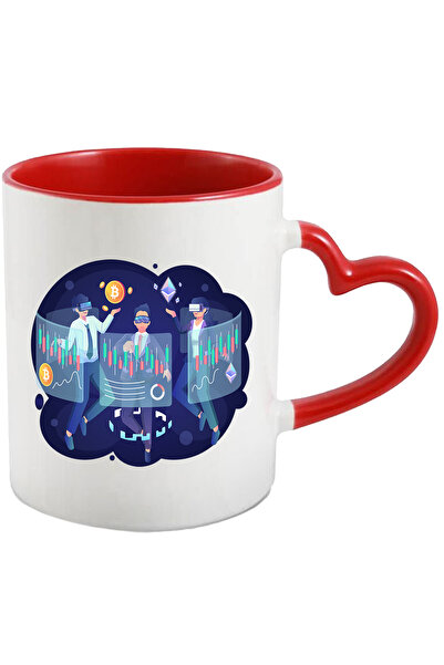 StoryGift Romania Cana Cu Spatiu, VR, Bitcoin, Crypto, Investitii, Multicolor 330 ml, Ceramica cu , Cu Maner Inim