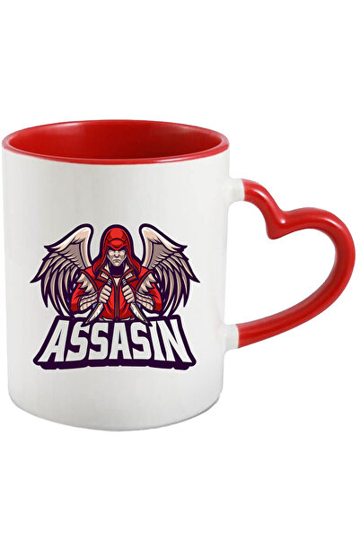 StoryGift Romania Cana Cu Mesaj Assasin, Inger, Pumnale, Aripi, Gluga, Emblema, Multicolor 330 ml,, Cu Maner Inim