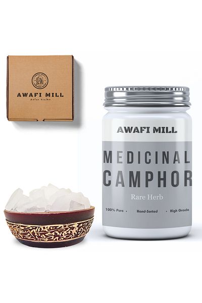 AWAFI MILL Camphor | Indian Pacha Karpooram - Bottle of 100 gram / 3.5 Oz