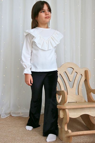 Parla Kids Black Velvet Frilly Body and Velvet Leggings Pants Set for Girls