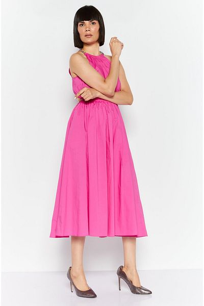 Michael Kors Women Pleated Midi Dress, Dark Pink