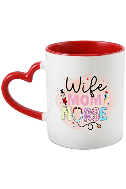 StoryGift Romania Cana cu mesajul "Wife, mom, nurse", profesie, ilustratie, m...
