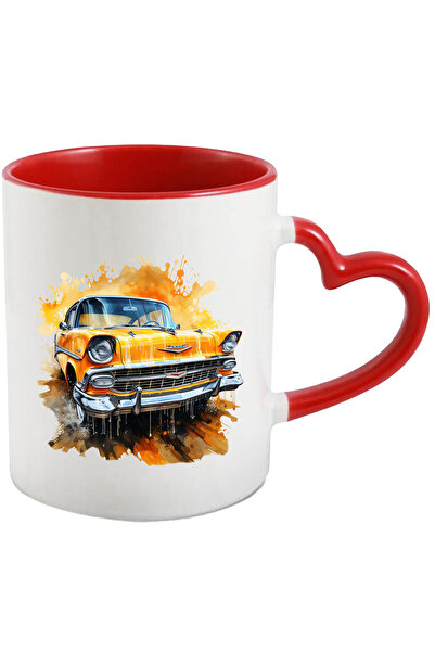 StoryGift Romania Cana Cu Masina Clasica, Chevy, Watercolor, Picaturi De Vops...