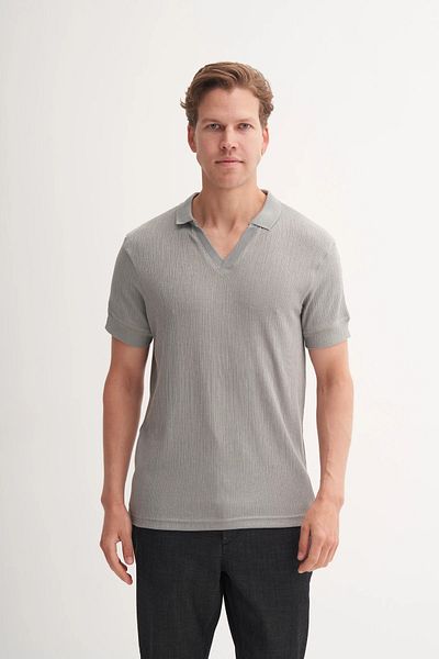 Cazador Πλεκτό ζακάρ μπλουζάκι Polo Neck Regular Fit 4079
