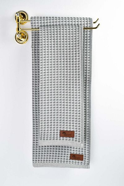 birizmoda Kira Checkered Bath Towel - Light Gray