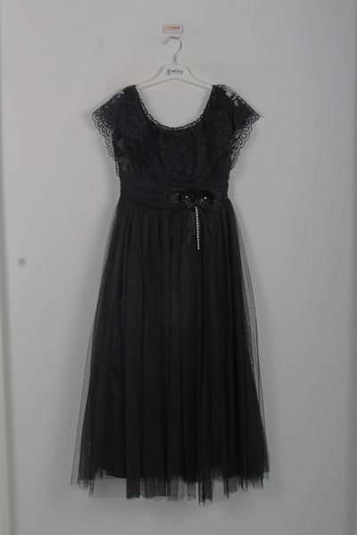 incity Girl's Tulle Lace Floral Belted Evening Dress