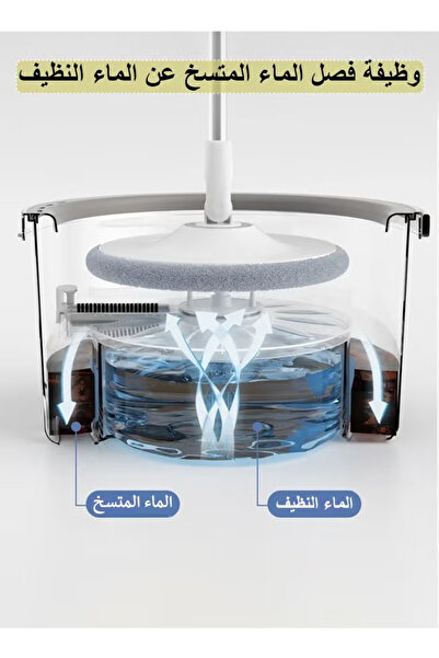 Cady One 2 in 1 Rotating Mop and Bucket Set with 4 Microfiber Pads and 1 Pressure Steam Cleaner 350ML1000W