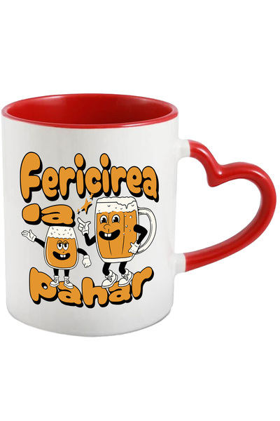 StoryGift Romania Cana Fericirea la pahar bere alcool petrecere, 330ml, Ceram...