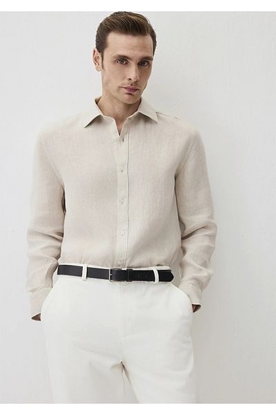 Mavi Beige Linen Shirt Regular Fit 0211496-70134