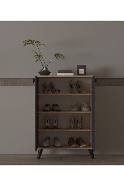 ESYAH Antrasit - Safir Meşe 2 Kapaklı Ayakkabılık