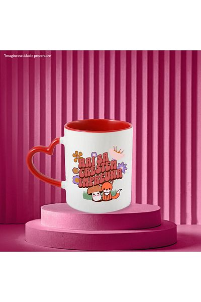 StoryGift Romania Mug Friendship fox and mushroom text let's grow, 330ml, Ceramic with Handle, With, STG