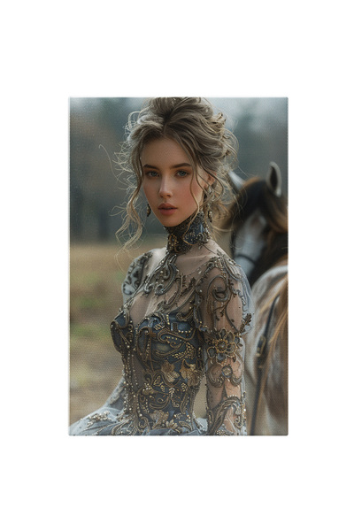 StoryGift Romania Tablou Canvas Printesa Calareata, Fata In Rochie Regala Cu ...