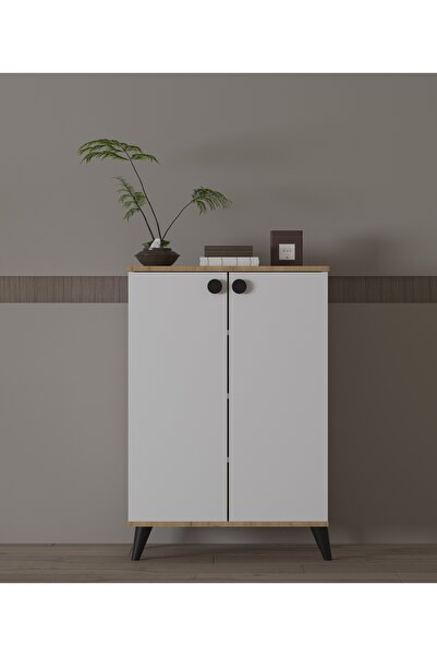 ESYAH Beyaz - Safir Meşe 2 Kapaklı Ayakkabılık