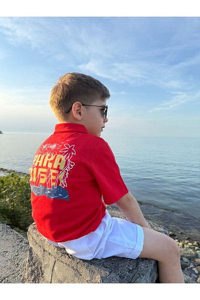 Pollito Boy's Polo Neck Printed Shorts Set of 2