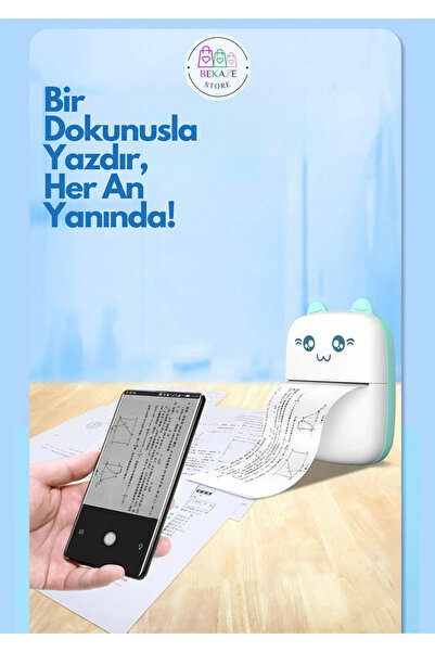 BEKAZE MİNİ KABLOSUZ TERMAL FOTOĞRAF YAZICISI TAŞINABİLİR BASKI MAKİNESİ