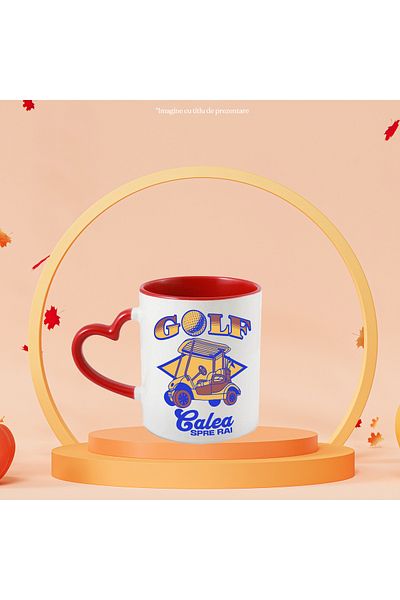StoryGift Romania Golf Car Mug, text ROAD TO HEAVEN, sports lovers, 330ml, Ceramic, With, STG