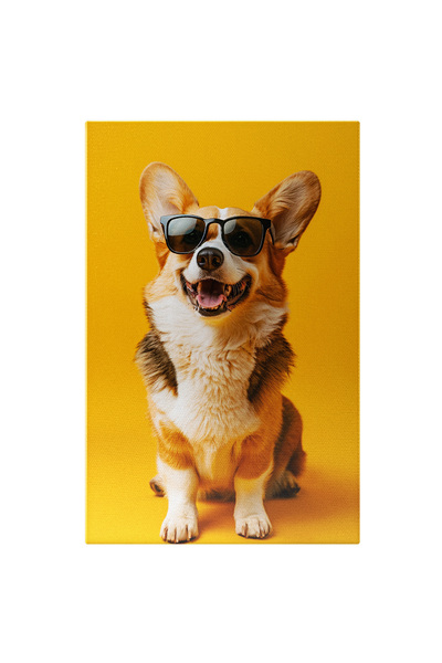 StoryGift Romania Tablou Canvas Portretul Galben Cu Veselie Welsh Corgi Râde ...