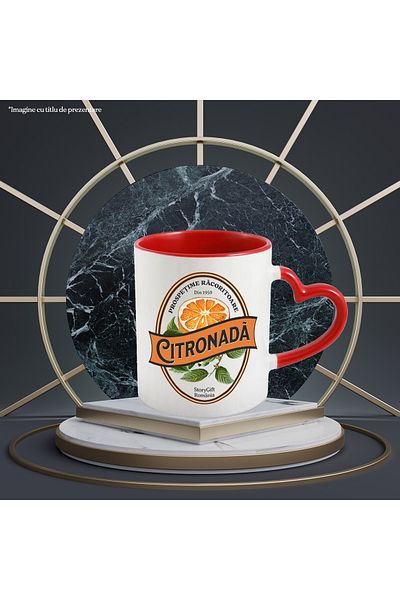 StoryGift Romania Natural Citronada Mug - refreshing lemonade freshness, 330ml, Ceramic with Ma, Cu, STG
