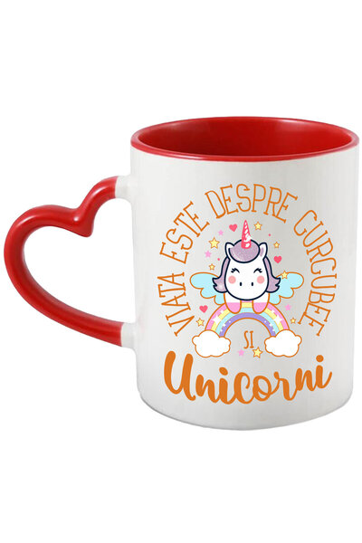 StoryGift Romania Cana cu Unicorn Pe Curcubeu Multcolor Text Viata Este Despr...
