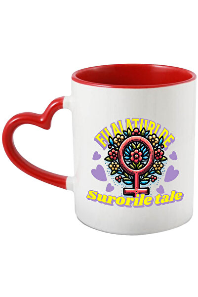 StoryGift Romania Cana flori colorate familie Alaturi-de-surori, 330ml, Ceram...