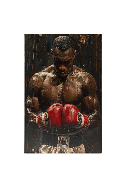 StoryGift Romania Tablou Canvas Barbat Boxer Cu Manusi Rosii Si Corp Musculos...