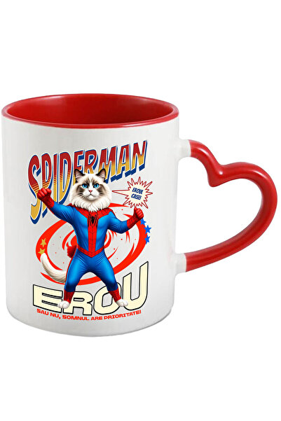 StoryGift Romania Cana cu Ragdoll Pisica In Costum de SpiderMan cu Pelerina, ...