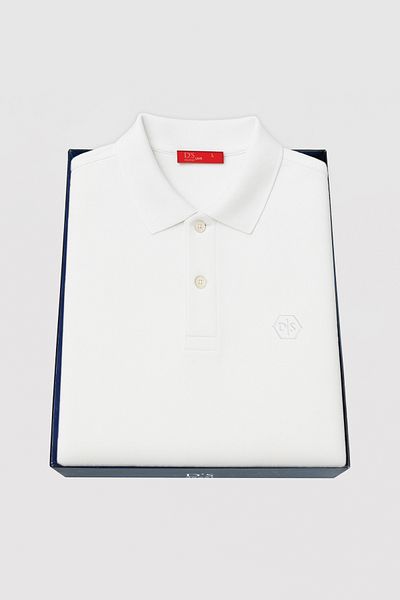 D'S Damat Ds Damat Slim Fit White Boxed Polo Neck T-Shirt
