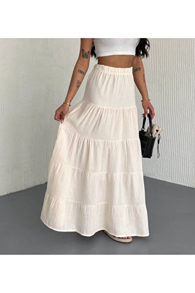 Noa Noa Fusta lungă de muselină fragmentată