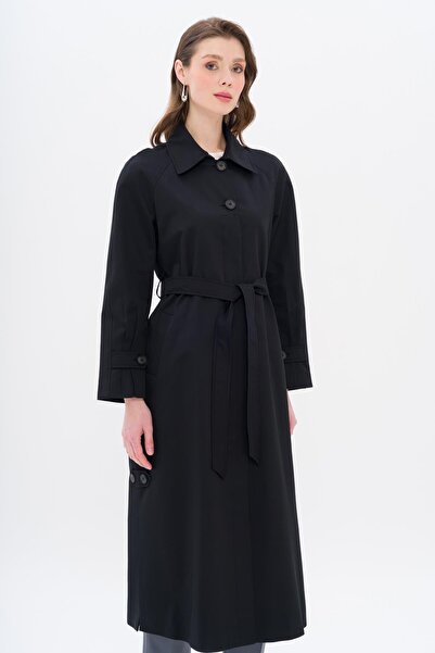 Olcay Πουκάμισο γιακά με πλαϊνή σχισμή υδατοαπωθητική παλτό ΜΑΥΡΟ 6700