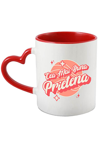 StoryGift Romania Cana cu Minge De Baschet Stele stralucitoare text Cea mai Buna Prietena Fete, dr, Cu Maner Inim