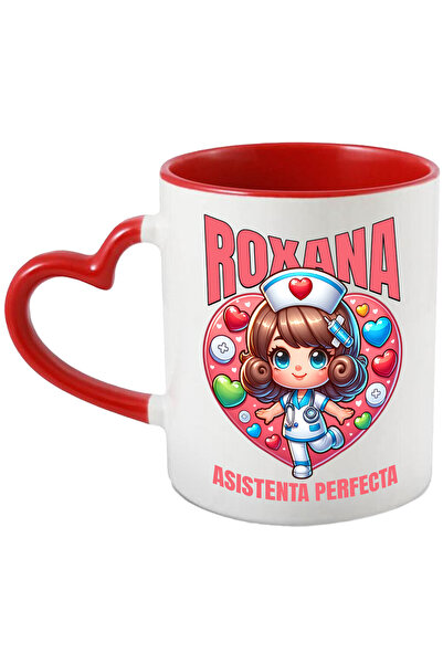 StoryGift Romania Cana cu Asistenta Medicala Costum Alb Serinta Inima text Ro...
