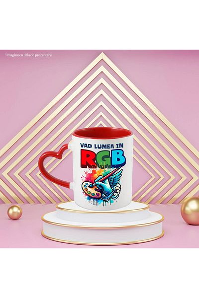 StoryGift Romania Cana cu Mana Umana Arta Pictura Aripi De Inger Hobby Text in Limba Romana Vad Lu, Cu Maner Inim