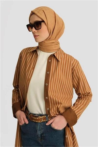Armine Striped Tunic Ortd9438 Mocha