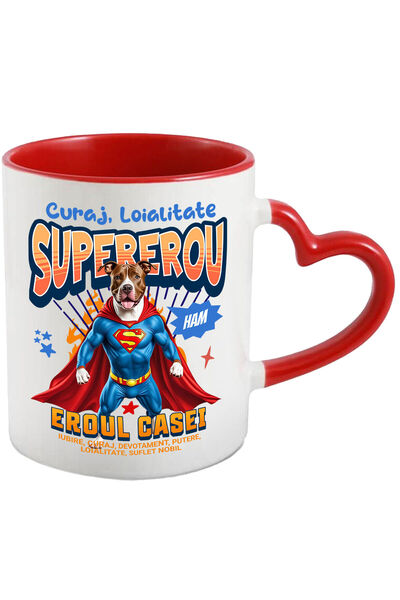 StoryGift Romania Cana cu Pitbull / PITBULL Caine In Costum de SuperMan cu Pe...