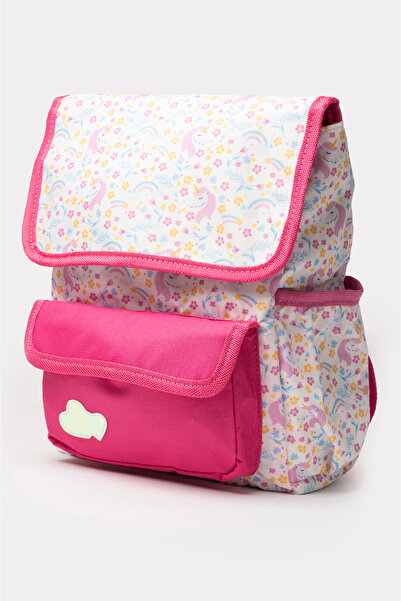 ICONE BAG Unicorn Printed Pink White Bag - Girl's Schoolbag, Backpack with Ad...