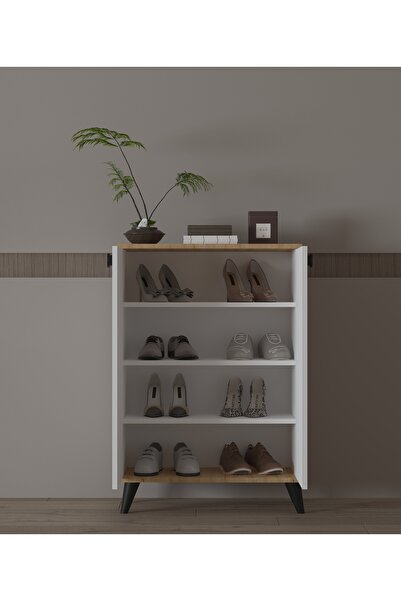 ESYAH Beyaz - Safir Meşe 2 Kapaklı Ayakkabılık