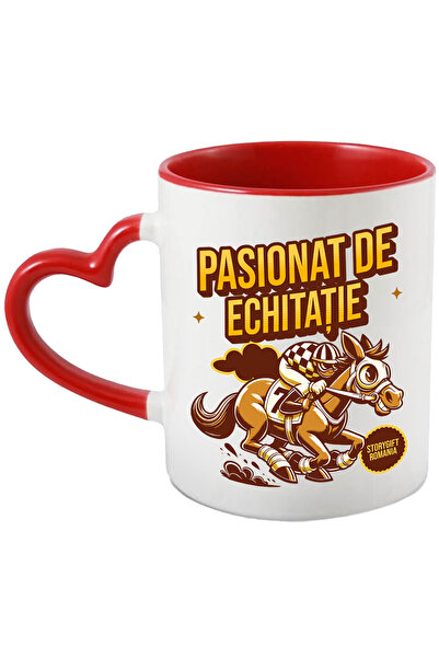 StoryGift Romania Cana om pe cal sport pasionat de echitatie, 330ml, Ceramica...
