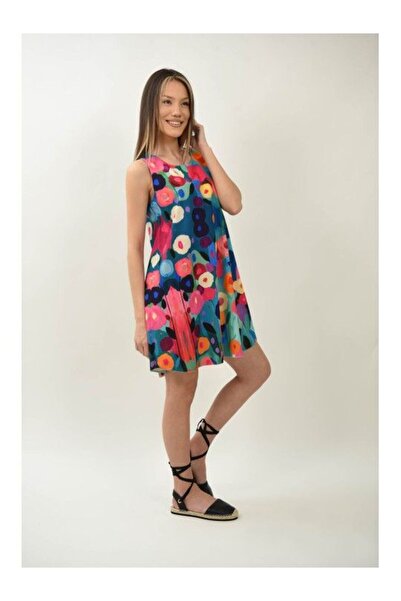 FASHIONLAND ΦΟΡΕΜΑ SPLENDIDO ΠΟΛΥΧΡΩΜΟ ΑΜΑΝΙΚΟ ΚΟΝΤΟ ΕΝΑ ΜΕΓΕΘΟΣ Πολύχρωμο